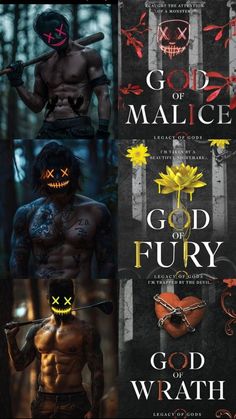 the cover to god of malce, with three different images