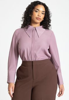 Plus Size Black Button Down Shirt, Plus Size Office Wear Blouses, Plus Size Interview Outfit Professional, Plus Size Interview Outfit, Plus Size Professional Outfits, Interview Outfit Professional, Plus Size Professional, Collar Shirts Women, Gauze Shirt