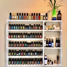 "Handmade wood shelving, perfect for essential oils, nail polish, thread & more! My husband hand makes each and every one! dim. are 26\"wide x 22\" tall 1.5\" deep Available in 3\" depth upon request Custom orders upon request. Satisfaction guaranteed! Thanks for looking!" Oil Display, Nail Polish Shelf, Oil Rack, Oil Shelf, Essential Oil Shelf, Nail Polish Holder, Wood Shelving, Shelf Hanging, Essential Oil Storage