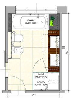 the floor plan for a small bathroom