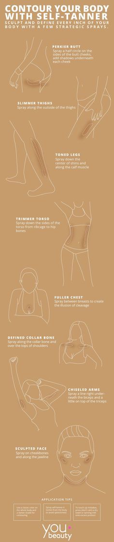 Contour your body with Spray Tan. Make Up Concealer, How To Contour, Best Makeup Tutorials, Make Up Tutorials, Makeup Tip, Tanning Tips, Beauty Make-up, Spray Tan, Makeup Tricks