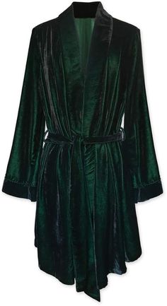 Green Sleep Robe, Green Velvet Clothes, Bard Oc, Green Velvet Jacket, Green Kimono, Dark Dress, Velvet Kimono, Dress Jacket, Velvet Fashion