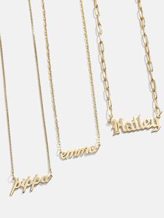 The beloved nameplate necklace gets even trendier thanks to upgraded fonts. Whether you opt for a classic name or a favorite phrase, the range of customizable options will help you put together a personal piece that’s uniquely yours. Even better, this piece is crafted with 18K gold plated sterling silver. Jewish Star Necklace, Gold Birthstone Necklace, Nameplate Necklace Gold, 14k Gold Initial Necklace, Nameplate Necklace Silver, Gold Medallion Necklace, Custom Initial Necklace, 18k Gold Necklace, Gold Medallion