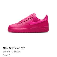 Brand New In The Box, All Hot Pink Nike Air Force 1 ‘07 Air Force Fontanka Pink, Pink Nike Air Force 1, Pink Nike Air, Nike Air Force 1s, Air Force 1s, Nike Air Force 1 07, Pink Nike, Pink Men, Pink Nikes