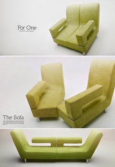 three different types of couches and chairs with the same color, size and shape