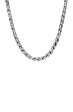 Fancy links are created from smooth stainless steel that is treated with an oxidized finish. Stainless steel Imported Elegant Gunmetal Link Jewelry, Classic Stainless Steel Jewelry In Gunmetal, Stainless Steel Chain Link Necklace With Solid Construction, Gunmetal Link Jewelry In Stainless Steel, Gunmetal Link Metal Jewelry, Modern Gunmetal Chain Link Jewelry, Modern Gunmetal Link Jewelry, Elegant Stainless Steel Wheat Chain Necklace, Formal Gunmetal Stainless Steel Jewelry