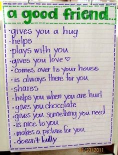 a sign with writing on it that says, a good friend gives you a hug