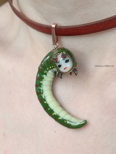 Caterpillar Cute choker little insect Insect pendant Butterfly pupa larva For nature lovers Creep doll Porcelain face Funny jewelry shrimp Maggot Suitable as a gift for a sister, girlfriend, boyfriend. A gift for fans of horror movies and computer games in the horror genre The design and creation of jewelry: Nadiia Shatsylo. The jewelry is made of: polymer clay, paint, resin, copper fittings,  leather.  Size: 1. Pendant height - 1.57in (4cm); Choker length  - 12.6in (32cm) + 1.97(5cm) (Choker length is adjustable from 32cm to 37cm) 2. Pendant height - 1.57in (4.5cm); Choker length  - 12.6in (32cm) + 1.97(5cm) (Choker length is adjustable from 32cm to 37cm) Upon purchase you will receive: - Jewelry; - Choker; - Gift wrapping. The product is easy to care for. It is enough to remove it before Shrimp Funny, Butterfly Pupa, Funny Jewelry, Creepy Doll, Creepy Dolls, Funky Jewelry, Dream Jewelry, Jewelry Inspo, Piercing Jewelry