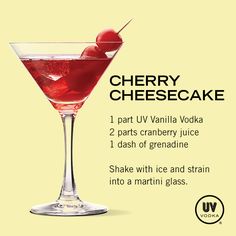 the cherry cheesecake martini is ready to be served