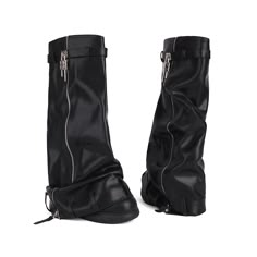 Shop Women's Black Round Toe Fold-over Boots Platform Wedge Heel Y2K Fashion Boots color Black for Dancing Club, Night Club, Party with worldwide Free shipping & Free return. Rick Owens Tall Boots, Ysl Platform Boots, Navy Blue Wedding Shoes, Novelty Fashion, Y2k Heels, Y2k Boots, Kitten Heel Wedding Shoes, Navy Wedding Shoes, Women's Knee High Boots