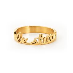 Ships in 1 to 2 business days Be inspired by God's word with this beautiful gold-tone "Be Still" ring. Made from quality high polished stainless steel that will not fade or tarnish. The back is engraved with "Be Still and Know That I Am God." Available in sizes 5 - 9