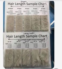 the hair length sample chart is shown in white