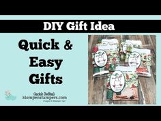 four bags of christmas gifts with the words diy gift idea on them and an image of