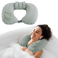 PRICES MAY VARY. Polyester 【A truly ergonomic bath pillow】ergonomic custome designed headrest brings head and neck max. comfort and relaxation. Extra thick shoulder and back padding brings shoulder and back max. support and relaxaion.Fits all Bathtub, Spa Tub. 【EASY TO INFLATE】 No-blow inflation allows you to inflate your airplane neck pillow in 30-60 seconds by repeatedly pressing the built-in inflation pump, and release air even faster with a quick release valve! You'll be sleeping in no time Bathtub Pillow, Grey Bath, Airplane Pillow, Grey Baths, Neck Pillows, Travel Neck Pillow, Nap Pillow, Inflatable Pillow, Bath Pillows