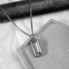 Brutalist Green Amethyst Pendant Oxidized Silver for Men - Etsy Greece Modern Silver Necklace With Rectangular Stone, Silver Minimalist Necklace With Rectangular Stone, Silver Necklace With Rectangular Gemstone, Minimalist Silver Jewelry With Rectangular Stone, Silver Sterling Silver Necklace With Rectangular Stone, Silver Jewelry With Large Rectangular Stone, Silver Necklace With Rectangular Stone For Gift, Green Amethyst Pendant Necklace As Gift, Silver Jewelry With Green Amethyst For Gift