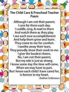 the child care and preschool teacher poem