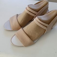 Yolo-Style Sandals. Color Is Described As Taupe. Summer Wedge Sandals With Arch Support For Spring, Spring Open Toe Wedge Sandals With Arch Support, Spring Adjustable Block Heel Wedge Sandals, Spring Adjustable Wedge Sandals With Block Heel, Spring Synthetic Wedge Sandals With Block Heel, Beach Wedge Sandals With Heel Strap And Low Heel, Wedge Sandals With Arch Support And Medium Width, Spring Cream Wedge Sandals With Block Heel, Summer Wedge Heels With Arch Support