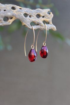 Glass Small Pomegranate Seed Earrings in Gold Filled or Silver, Hand-blown Murano Glass, Lampwork Artisan Earrings - Etsy Gift Garnet Drop Jewelry, Garnet Drop Jewelry For Gift, Elegant Cranberry Jewelry For Gift, Garnet Faceted Earrings For Gift, Garnet Drop Earrings As Gift, Red Faceted Garnet Earrings, Garnet Drop Earrings With Ear Wire, Red Faceted Dangle Earrings, Red Faceted Drop Earrings