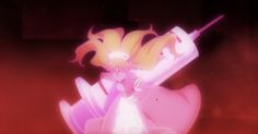 an animated image of a woman with long hair holding a baseball bat in her hand