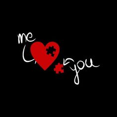 the word i love you written in white on a black background with a red heart