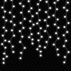 a string of white lights on a black background