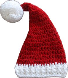 a red and white crocheted santa hat