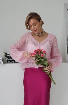 Mohair cardigan sweater pink with buttons,  handknit Knitted Fluffy Jacket, Party Crop Cardigan, Bridesmaid Cape for bride, bridal cover.  Romantic wedding sweater for the bride is made of Italian mohair with nylon. This short knitted cardigan will keep you warm at the party, keep your hair style and make you unique!   Size one oversized! Attention! Buttons may differ slightly from the picture!   The model in the photo wears a size S-M Width of the cardigan is approximately 70 cm (or 27.5 inches Elegant Pink V-neck Cardigan, Elegant Pink Winter Cardigan, Pink Fitted Cardigan For Party, Elegant Pink Knitted Sweater, Pink Sweater For Fall Party, Pink Fitted Elegant Sweater, Pink Fall Party Sweater, Pink Sweater For Winter Party, Pink Winter Party Sweater