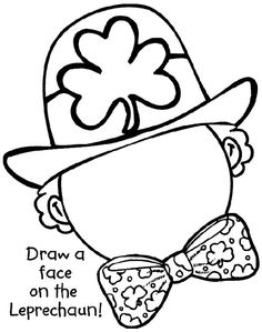 a black and white drawing of a boy wearing a hat with a clover on it