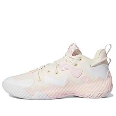 The adidas Harden Vol 6 'Cream Light Pink' is the perfect sneaker for those who want to take their game to the next level. With a Boost midsole for added comfort and a rubber sole for superior traction, this sneaker is designed to help you make those unexpected moves. The lacing system provides a secure fit and the upper is made from recycled materials, reducing the environmental impact. Inspired by James Harden's signature style, this sneaker is perfect for those who want to dominate the court. Get ready to make your mark with the adidas Harden Vol 6 'Cream Light Pink'. (SNKR/Low Top/Basketball/James Harden/Wear-resistant/Shock-absorbing) Harden Vol 6, Pink Basketball Shoes, Best Volleyball Shoes, Perfect Sneakers, James Harden, Cream Shoes, Volleyball Shoes, Environmental Impact, The Court