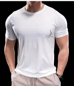 CoolRun Men’s Sports & Fitness T Shirt White Breathable Sportswear T-shirt, White Breathable Athleisure T-shirt, White Breathable T-shirt For Athleisure, White Dri-fit Activewear For Gym, Breathable Solid Color Sportswear T-shirt, Breathable Sportswear T-shirt, White Short Sleeve Activewear For Sports Events, Solid Color Breathable T-shirt For Training, Sports Dri-fit Stretch T-shirt