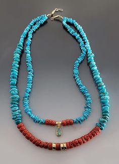 Blue as the Turquoise Night Necklace by Nina Mann (Gold & Stone Necklace) Turquoise Jewelry Necklace, Gold Stone Necklace, Night Necklace, Turquoise Stone Jewelry, Making Necklaces, Beaded Jewelry Necklaces, Diy Jewelry Necklace, Beaded Necklace Designs, Turquoise Jewelry Native American