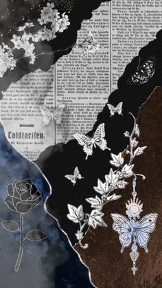 an altered collage with flowers and butterflies