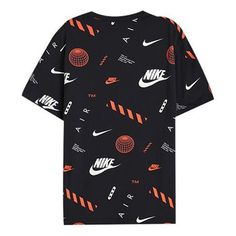 Nike Street Full Print Logo Short Sleeve Black CT6545-010 (Men's) Sporty Black Printed T-shirt, Modern Black Printed Tops, Black Sporty Printed T-shirt, Black Printed Sporty Top, Sporty Black Tops With All-over Print, Nike Street, Nike T, Logo Tees, Print Logo