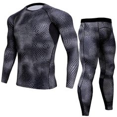 Season:Winter,Fall; Fabric:Polyester; Sleeve Length:Long Sleeve; Look After Me:Washable,Wet and Dry Cleaning; Gender:Men's; Activity:Running,Fitness,Jogging,Gym Workout; Clothing Type:Compression Shirt and Pants; Elasticity:Micro-elastic; Occasion:Casual,Athleisure; Function:Breathable,Soft; Waistline:Mid Waist; Pattern:Snakeskin,Printed; Design:2 Piece,Elastic Waistband; Neckline:Crew Neck; Sports Clothing Sub Category:Compression Shirt,Gymnastics Suits,Compression Set; Listing Date:07/19/2024; Mens Long Johns, Gymnastics Suits, Workout Clothes Cheap, Compression Clothing, Mens Compression, Mens Tights, Shirt Pant Set, Winter Shirts, Jogging Suit