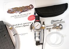 the kit includes an airbrush, gauge and hoses to test the pressure on the machine