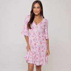 Find your new beach and poolside style for summer with this Women's J. Valdi Button Down V-Neck Swim Cover-Up Ruffle Dress.Click on this WOMEN'S GUIDE to find the perfect fit and more! Find your new beach and poolside style for summer with this Women's J. Valdi Button Down V-Neck Swim Cover-Up Ruffle Dress.Click on this WOMEN'S GUIDE to find the perfect fit and more! FEATURES V-neck Elbow-length ruffle sleeves 4-button front Ruffled hem Woven soft-feeling constructionFIT & SIZING 35-in. length f