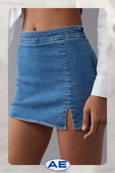 Jean Skort Outfit, Jean Skort, White Jeans Men, Denim Skort, Athletic Fit Jeans, Summer Outfit Ideas, Curvy Jeans, Women Denim Jeans, Skorts