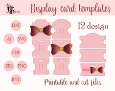 printable display card templates for 12 designs with bow ties and bows