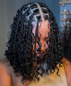 Knotless Boho Box Braid Bob, Hair Styles Goddess Braids, Knotless Bob Goddess Braids, Knotless Goddess Box Braids Bob, Goddess Bob Knotless Braids, Black Braids Hairstyles For Women, Goddess Braids Short Natural Hair, Braid Hairstyles For Black Women Short, Short Braids Women