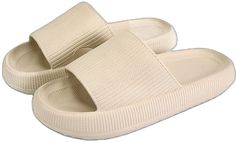 Comfortable Foam Slide Slippers, Comfortable Slide Slippers In Solid Color, Comfortable Synthetic Platform Slippers With Arch Support, Comfortable Synthetic Platform Slippers With Textured Footbed, Comfortable Platform Slippers With Cushioned Footbed, Comfortable Platform Slippers, Comfortable Beige Synthetic Slides, Comfortable Non-slip Foam Slides, Comfortable Foam Slides With Non-slip Design