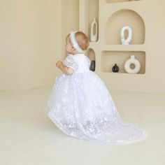 Baptism Dress with Train Lace Italy Fitted Short Sleeve Princess Dress For Baptism, White Fitted Short Sleeve Baptism Dress, White Short Sleeve Princess Baptism Dress, Princess Style Fitted Baptism Dress For First Communion, Short Sleeve First Communion Dress, Princess Style Short Sleeve Dress For Baptism, Princess Dress With Short Sleeves For Baptism, White Lace Dress For Church, White Lace Princess Dress For Baptism