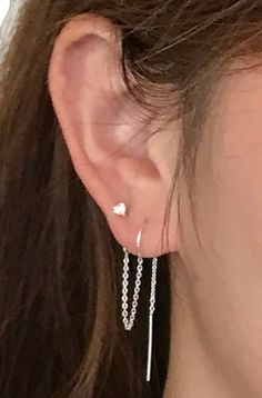 Double Piercing Earring, Second Hole Earrings, Double Piercing, Earrings Chain, Alexandria Va, Thread Earrings, Cubic Zirconia Earrings, Zirconia Earrings, Threader Earrings