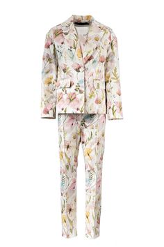 Stylish mod floral printed suit for girls. Tailored toddler suit for every formal occasion. This stuning kids formal wear outfit features a single breast design blazer and slim fit long pants. Closure with 1 button. Made in printed satin finish fabric and viscose lining. Cuttings lines of the blazer follow the body shape. High waisted tapered leg pants with wide elastic waistband. Closure with hidden zipper at left side. Slim fit straight leg trousers with an elastic to adjust the width of the k Jacket And Pants Outfit, Tomboy Dress, Tomboy Dresses, Toddler Suit, Kids Formal Wear, Luxury Baby Clothes, Toddler Suits, Kids Formal, Printed Suit