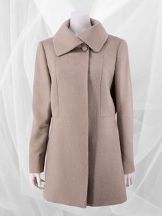 SURI alpaca Mid-Length Coat sand - QINTI The Peruvian Shop Elegant Mink Long Sleeve Outerwear, Elegant Long Sleeve Mink Outerwear, Luxury Long Outerwear, Beige Fitted Long Outerwear, Elegant Spring Pea Coat With Stand Collar, Fitted Long Beige Outerwear, Elegant Long Solid Wool Coat, Elegant Fitted Beige Wool Coat, Beige Fitted Wool Coat With Concealed Placket