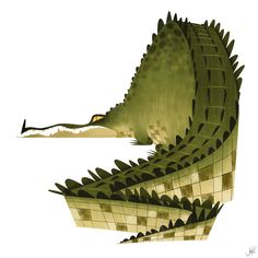 an artistic illustration of a large alligator's head