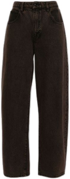 Brown Jeans With Belt Loops For Fall, Brown Fall Jeans With Belt Loops, High Waist Brown Pants With Five Pockets, Brown Relaxed Fit Wide Leg Jeans, Brown Relaxed Fit Straight Leg Jeans, Brown High Rise Jeans For Work, High Rise Brown Jeans For Work, Brown Cotton Jeans For Work, Brown Straight Leg Jeans For Work