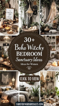 bedroom decor with candles, plants and pictures