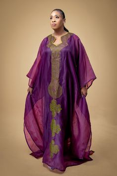 Made with 100% Organdy Fabric- A lightweight, sheer fabric made out of cotton. Purple Embroidered Kaftan For Eid, Embroidered Long Sleeve Purple Kaftan, Festive Purple Embroidered Kaftan, Embroidered Chanderi Kaftan With Long Sleeves, Chanderi Kaftan With Embroidered Border, Embroidered Border Chanderi Kaftan, Festive Embroidered Purple Kaftan, Organdy Fabric, African Beauty