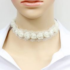 This Lace Choker Has Little White Rosettes Going All Around The Choker. And In The Center Of Each Rosette There Is A Small White Pearl. A Very Timeless & Beautiful Classic Addition To Any Style. Elegant White Choker For Summer, Elegant White Summer Choker, White Necklaces For Spring Party, Spring Party Necklaces In White, Elegant White Flower Choker, Spring Party White Necklaces, Delicate White Choker, White Flower Choker For Spring, Feminine White Necklace For Spring