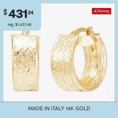 Features: Quick ShipEarring Back: HingedMetal Color: YellowEarring Length: 10mmEarring Width: 10mmCare: Wipe CleanEarrings Style: Hoop Earrings, Huggie EarringsMetal: 14k GoldCountry of Origin: Imported Earrings Hoop, Hoop Earrings, In Italy, Italy, Gold, Color